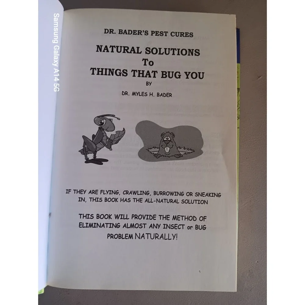 DR BADERS Pest Cures Natural Solutions Things That Bug You Hardcover 2012